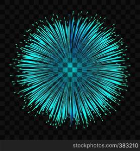 Blue firework icon. Realistic illustration of firework vector icon for web. Blue firework icon, realistic style
