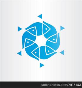blue fish in circle symbol design element