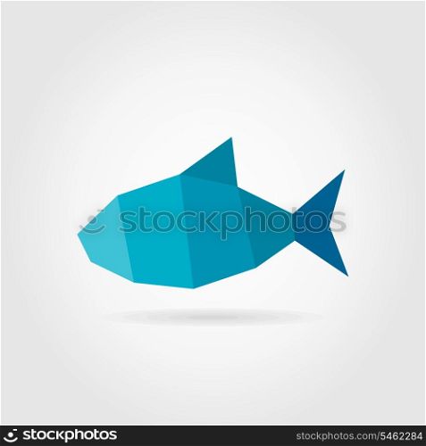 Blue fish on a grey background. A vector illustration