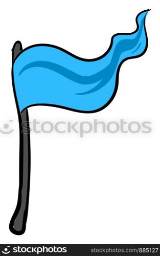 Blue flag soaring, illustration, vector on white background.
