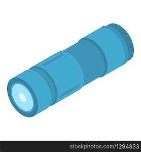 Blue flashlight icon. Isometric of blue flashlight vector icon for web design isolated on white background. Blue flashlight icon, isometric style