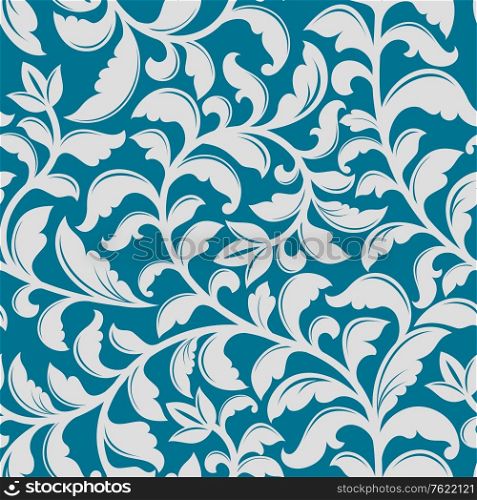 Blue floral pattern with decorative elements for background or wallpaper design