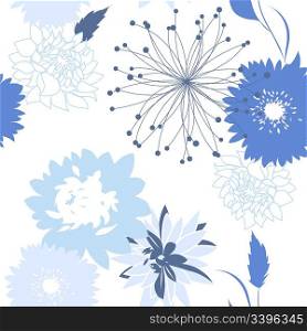 Blue floral seamless background