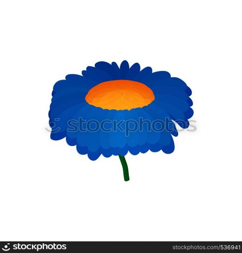 Blue flower icon in cartoon style on a white background. Blue flower icon, cartoon style