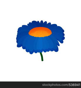 Blue flower icon in cartoon style on a white background. Blue flower icon, cartoon style