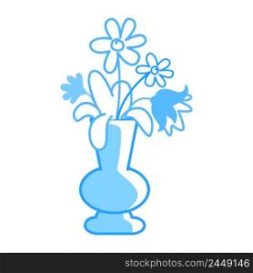 Blue flowers in vase semi flat color vector object. Flower bouquet. Showing deep emotions. Full sized item on white. Simple cartoon style illustration for web graphic design and animation. Blue flowers in vase semi flat color vector object