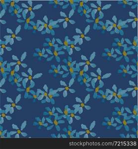 Blue flowers on blue background seamless pattern art design stock vector illustration