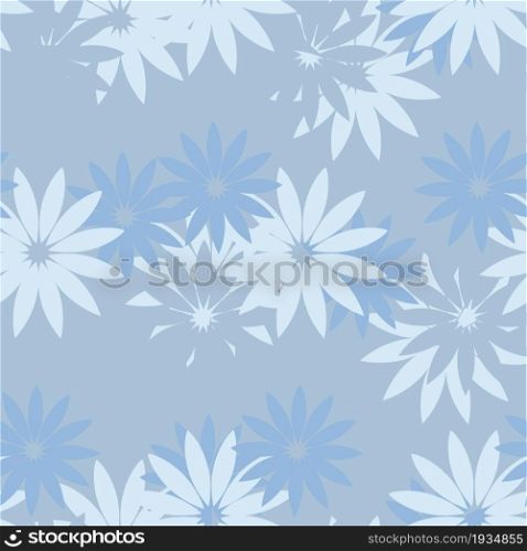 Blue flowers on blue seamless pattern art design stock vector illustration