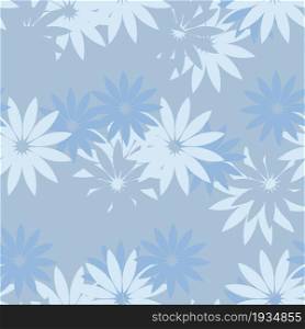 Blue flowers on blue seamless pattern art design stock vector illustration