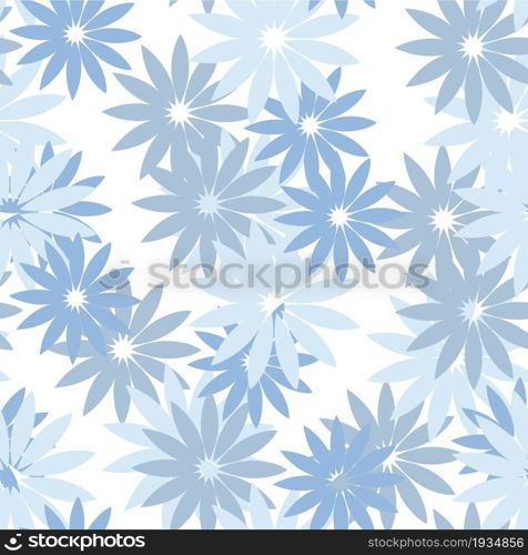 Blue flowers on white seamless pattern art design stock vector illustration