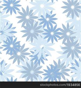 Blue flowers on white seamless pattern art design stock vector illustration