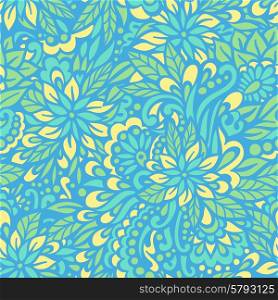 Blue flowers. Seamless decorative pattern. Vector illustration.