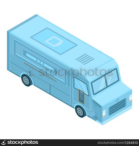 Blue food truck icon. Isometric of blue food truck vector icon for web design isolated on white background. Blue food truck icon, isometric style