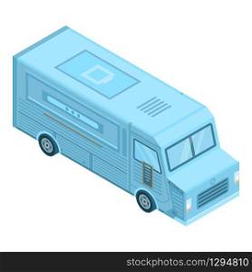 Blue food truck icon. Isometric of blue food truck vector icon for web design isolated on white background. Blue food truck icon, isometric style