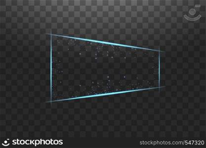 Blue frame with lights effects. Shining luxury banner vector illustration. Glow line blue frame with sparks and spotlight light effects. Shining rectangle banner isolated on black transparent background.. Blue frame with lights effects. Shining luxury banner vector illustration. Glow line blue frame with sparks and spotlight light effects. Shining rectangle banner isolated on black transparent background
