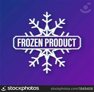 Blue frozen product on white background. Food logo. Glitch icon. Vector stock illustration. Blue frozen product on white background. Food logo. Glitch icon. Vector stock illustration.
