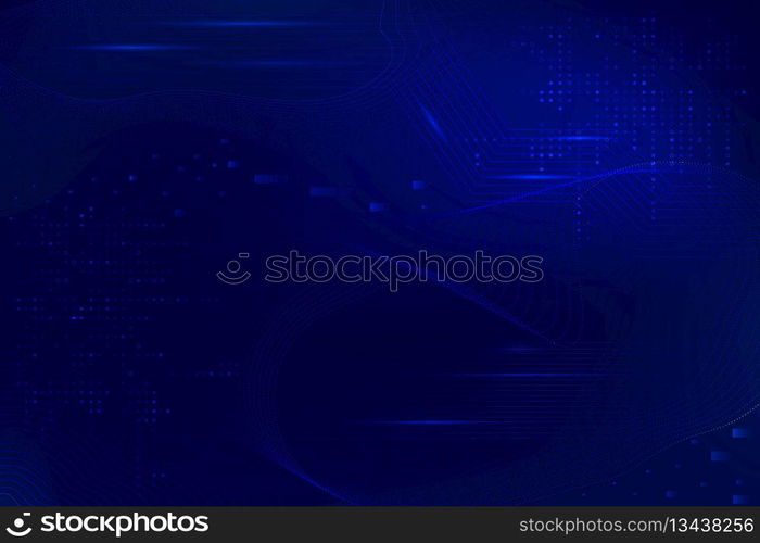 Blue futuristic waves background vector with computer code technology