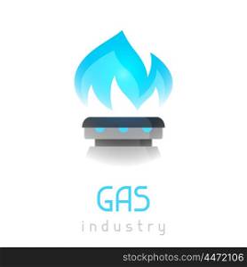 Blue gas flame on stove. Industrial illustration. Blue gas flame on stove. Industrial illustration.