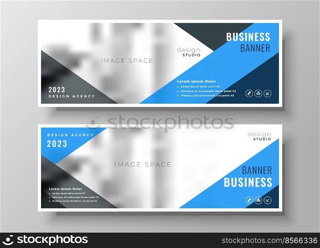 blue geometric business banner template design