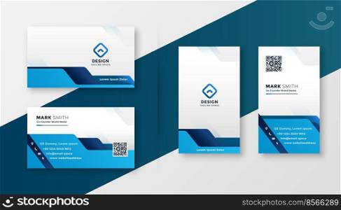blue geometric business card modern design template