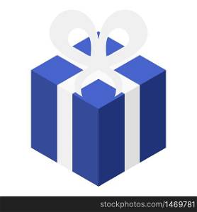 Blue gift box icon. Isometric of blue gift box vector icon for web design isolated on white background. Blue gift box icon, isometric style