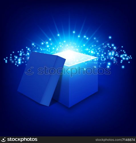 Blue gift box on gradient background, festival and celebration, red box, christmas object