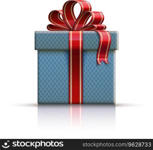 Blue gift box with a bow Royalty Free Vector Image