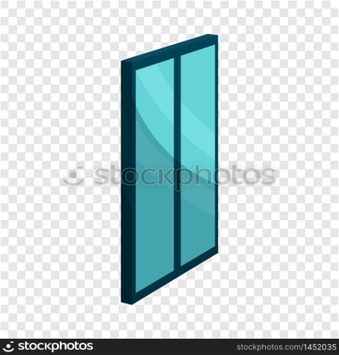 Blue glass door icon. Cartoon illustration of door vector icon for web design. Blue glass door icon, cartoon style