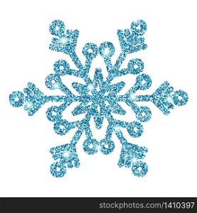 Blue glitter shine snowflake isolated on white background. Christmas decoration. Vector illustration.. Blue glitter shine snowflake isolated on white background. Christmas decoration.