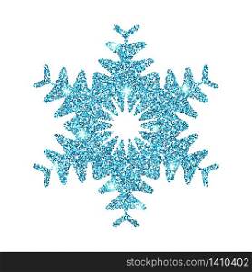 Blue glitter shine snowflake isolated on white background. Christmas decoration. Vector illustration.. Blue glitter shine snowflake isolated on white background. Christmas decoration.