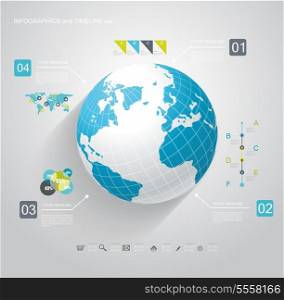 Blue Globe and business strategy. Vector