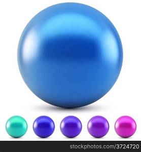 Blue glossy ball vector illustration isolated on white background with cold colors samples.