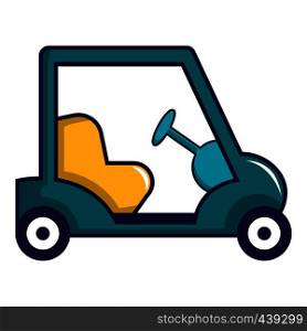 Blue golf cart icon. Cartoon illustration of blue golf cart vector icon for web. Blue golf cart icon, cartoon style