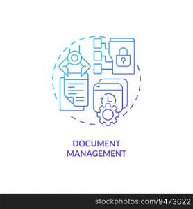 Blue gradient document management thin line icon concept, isolated vector, illustration representing knowledge management.. 2D gradient document management linear icon concept