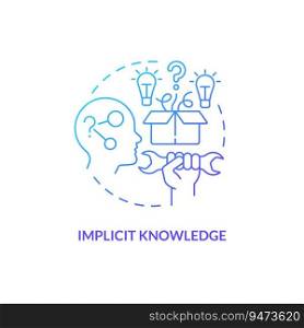 Blue gradient implicit knowledge thin line icon concept, isolated vector, illustration representing knowledge management.. 2D gradient implicit knowledge linear icon concept