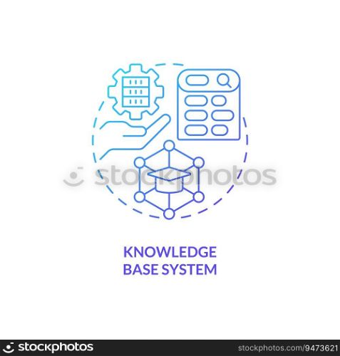 Blue gradient knowledge base system thin line icon concept, isolated vector, illustration representing knowledge management.. 2D gradient knowledge base system icon concept