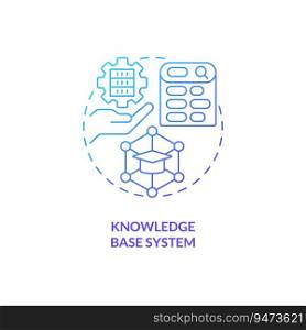 Blue gradient knowledge base system thin line icon concept, isolated vector, illustration representing knowledge management.. 2D gradient knowledge base system icon concept