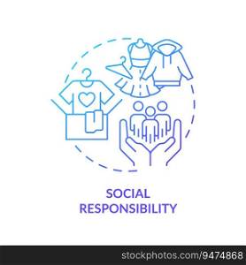 Blue gradient social responsibility icon concept, isolated vector, sustainable office thin line illustration.. 2D gradient social responsibility line icon concept