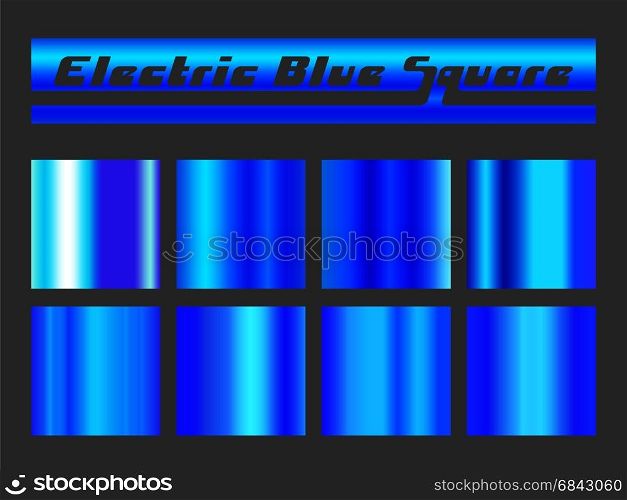 Blue gradient square set. Metallic texture background. Vector illustration.. Blue gradient square set