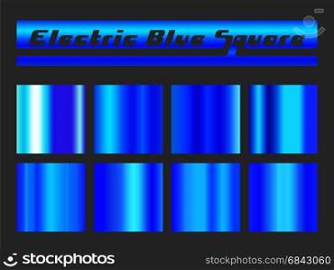 Blue gradient square set. Metallic texture background. Vector illustration.. Blue gradient square set