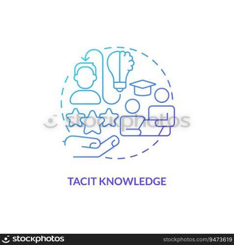 Blue gradient tacit knowledge thin line icon concept, isolated vector, illustration representing knowledge management. . 2D gradient tacit knowledge linear icon concept