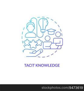 Blue gradient tacit knowledge thin line icon concept, isolated vector, illustration representing knowledge management. . 2D gradient tacit knowledge linear icon concept