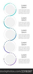 Blue gradient vertical infographic chart design template. Abstract infochart with copy space. Instructional graphics with 5 step sequence. Visual data presentation. Arial Regular font used. Blue gradient vertical infographic chart design template