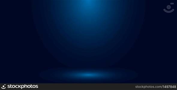 Blue gradient wall studio empty room abstract background with lighting and space for your text. Vector illustration