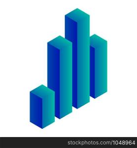 Blue graph column icon. Isometric of blue graph column vector icon for web design isolated on white background. Blue graph column icon, isometric style