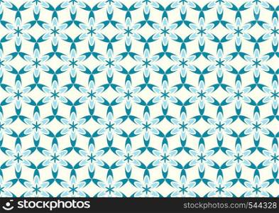 Blue graphic flower in modern shape pattern on pastel background. Sweet and classic pattern style for vintage or cute design
