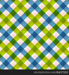 Blue green diagonal checkered plaid Retro tablecloth texture
