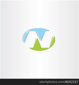 blue green letter n ellipse logo vector