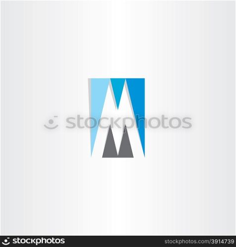 blue grey letter m logo vector design