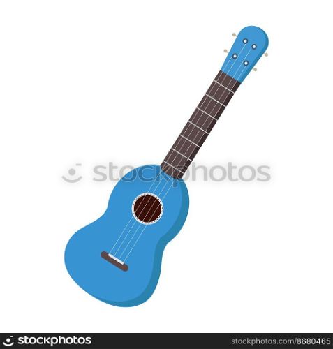 Blue guitar sideways on white background. Blue guitar sideways on white backgroundVector isolated image for use in print or web design. Blue guitar sideways on white background